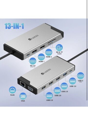 Bfadeha DV3 USB-C 12-in-1 Triple Display Full HD Mini Docking Station