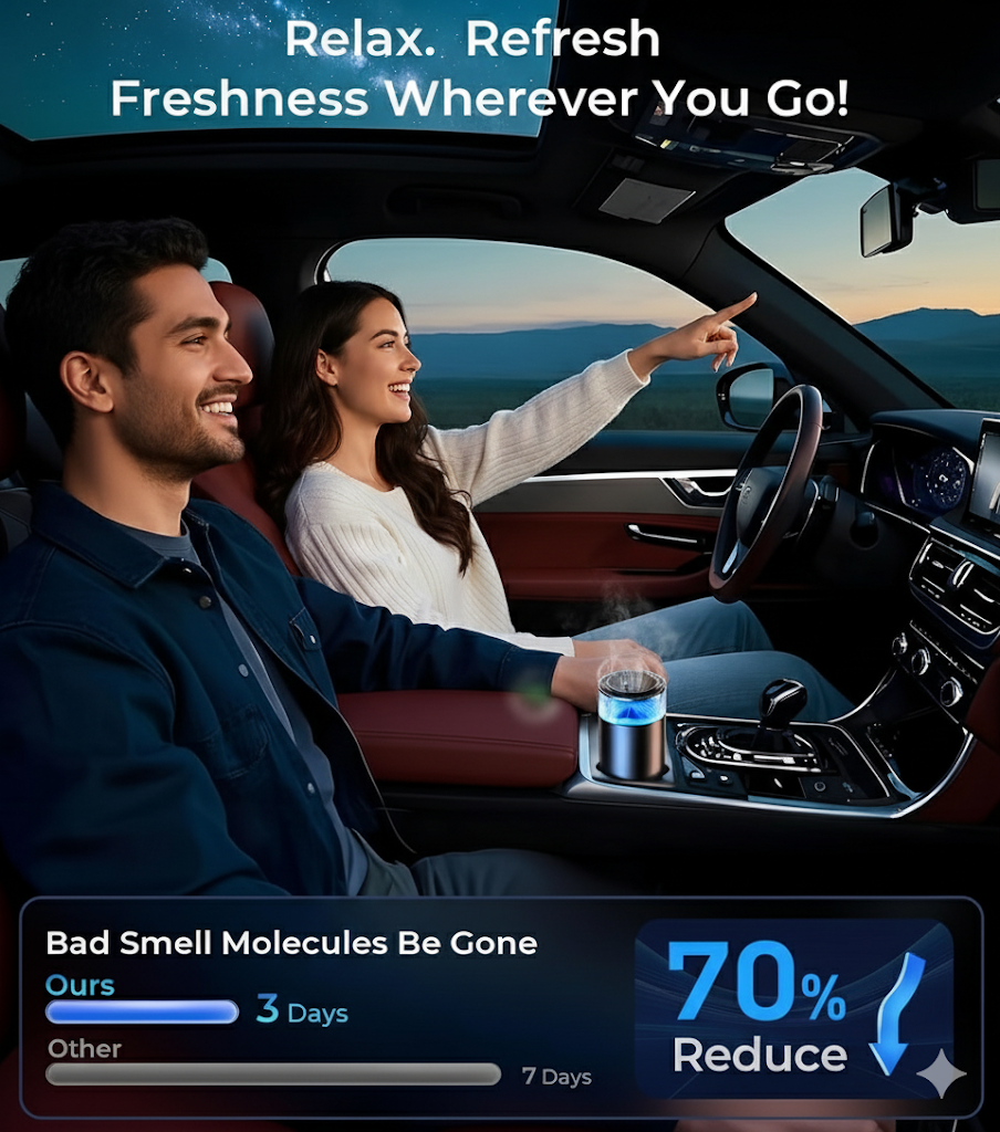 Smart Car Air Fresheners, Auto On/Off Car Air Freshener Diffuser, Adjustable Intensity, 6 Months