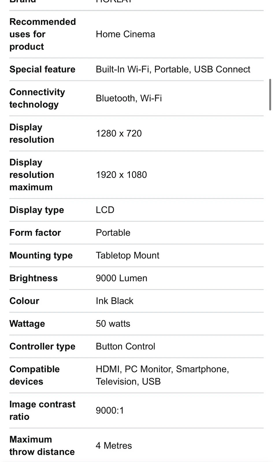 HORLAT Mini Projector – 5G WiFi + Bluetooth, 9000L Brightness, HD Home Theater