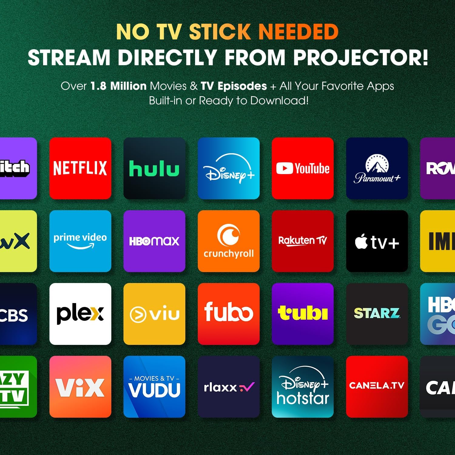 DBPOWER E2 Mini Smart Projector – 2025 Netflix Licensed + 386+ Built-In Apps + WiFi; Bluetooth