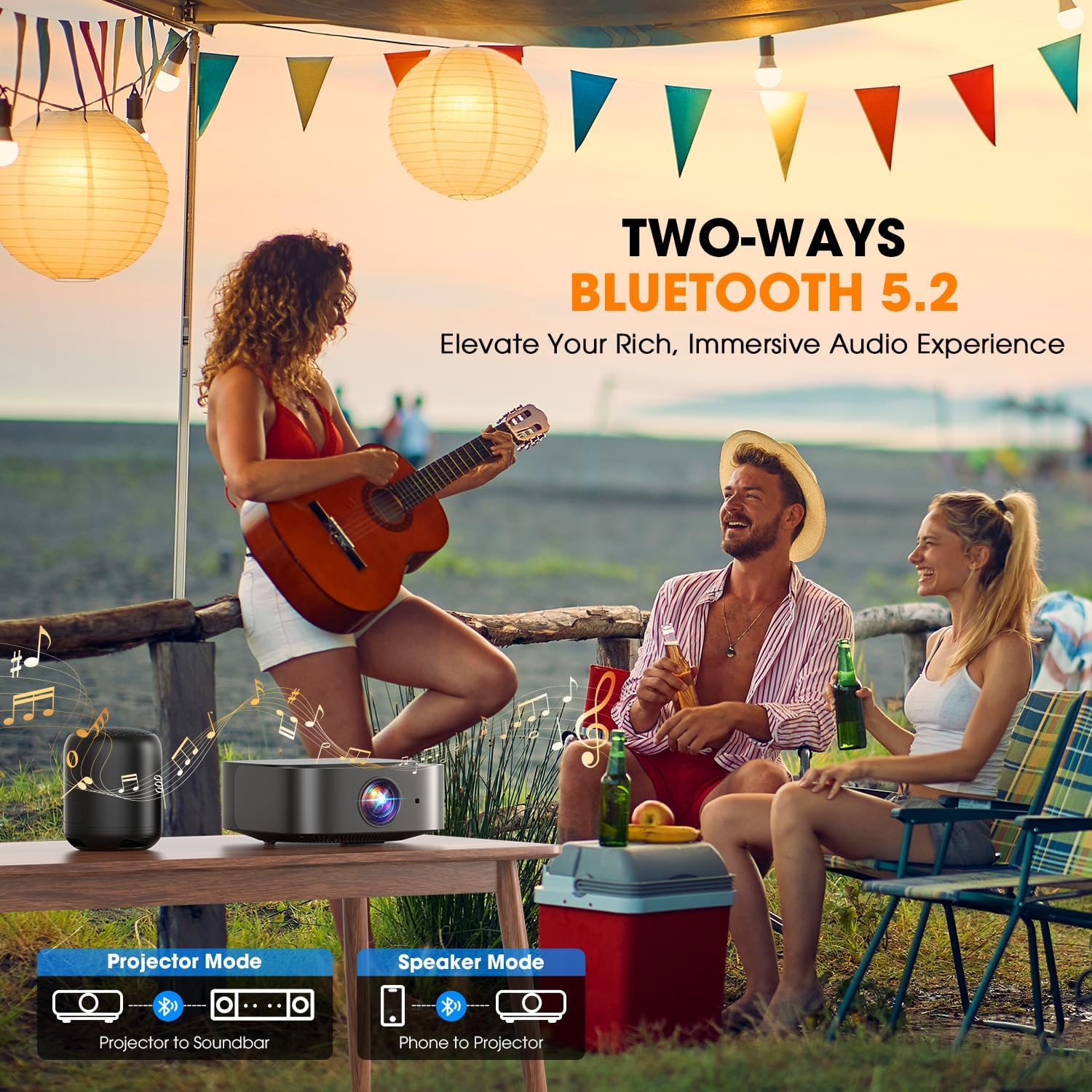 DBPOWER E2 Mini Smart Projector – 2025 Netflix Licensed + 386+ Built-In Apps + WiFi; Bluetooth