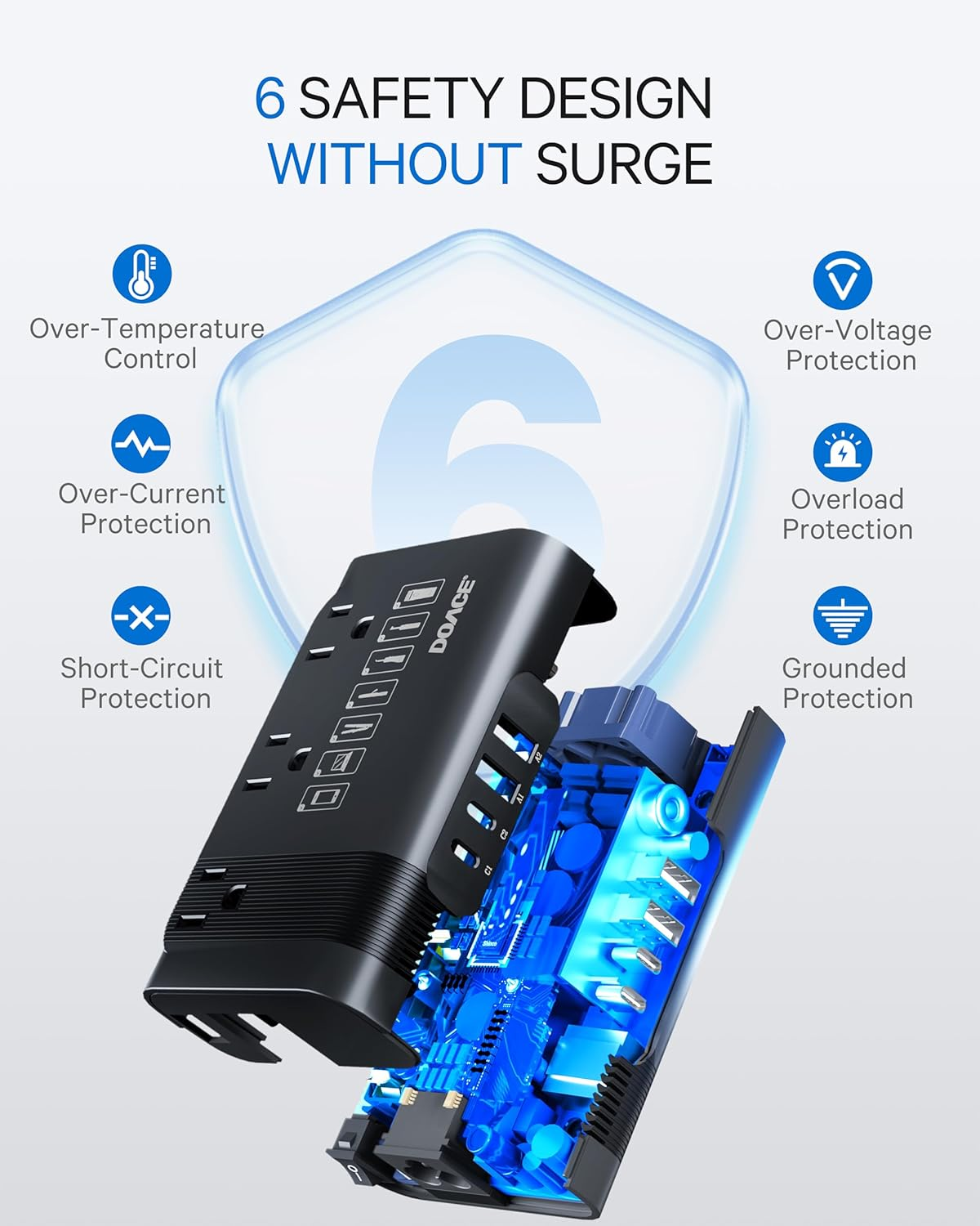 DOACE Travel Adapter Converter X30-350 - Universal Power Plug for 150+ Countries