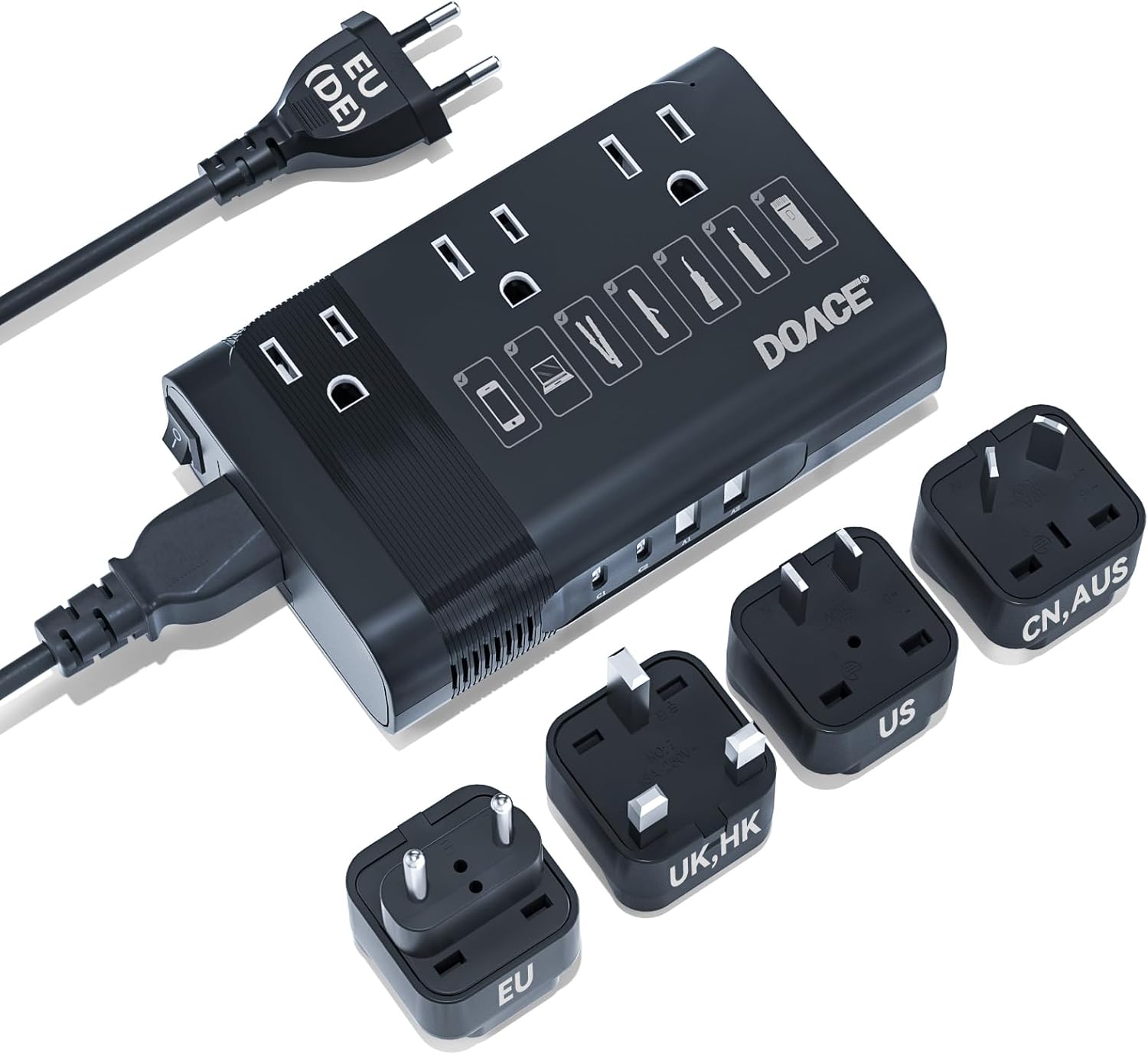 DOACE 350W Voltage Converter 220V to 110V - Universal Travel Adapter for Europe