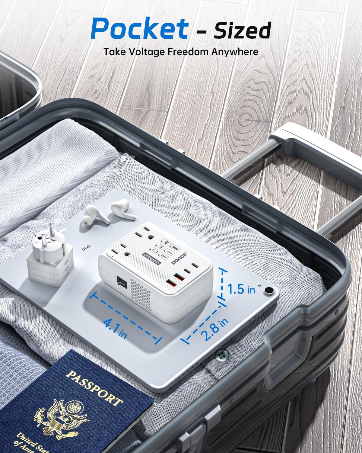 DOACE 350W Voltage Converter 220V to 110V - Travel Power Adapter with USB Charging