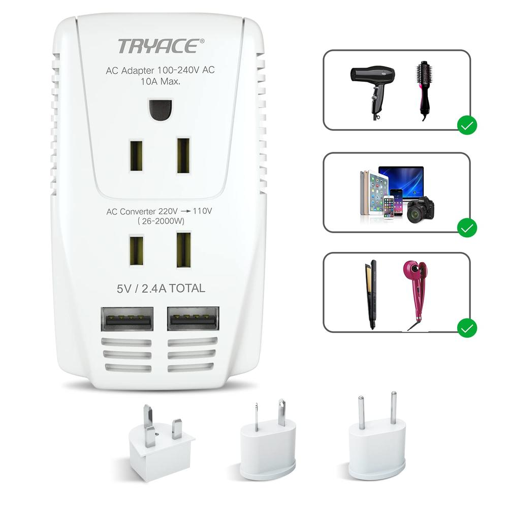TryAce 2000W Travel Voltage Converter 220V to 110V - Step Down Power Adapter