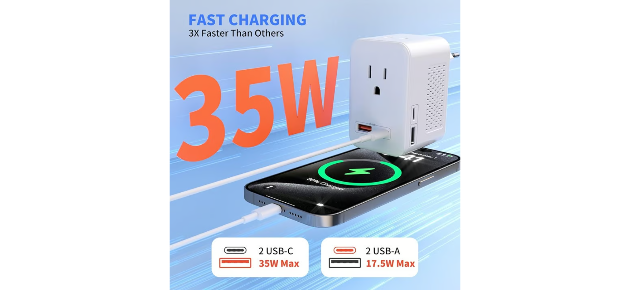 6-in-1 Travel Voltage Converter 220V to 110V - 35W PD European Adapter