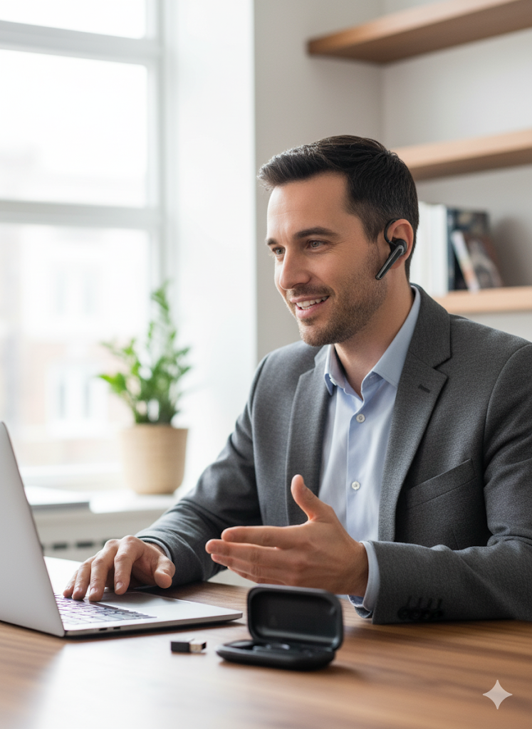 ENC Wireless Business Headset – Model N18 Wireless Headsets - Bluetooth Earbuds for Calls and Music