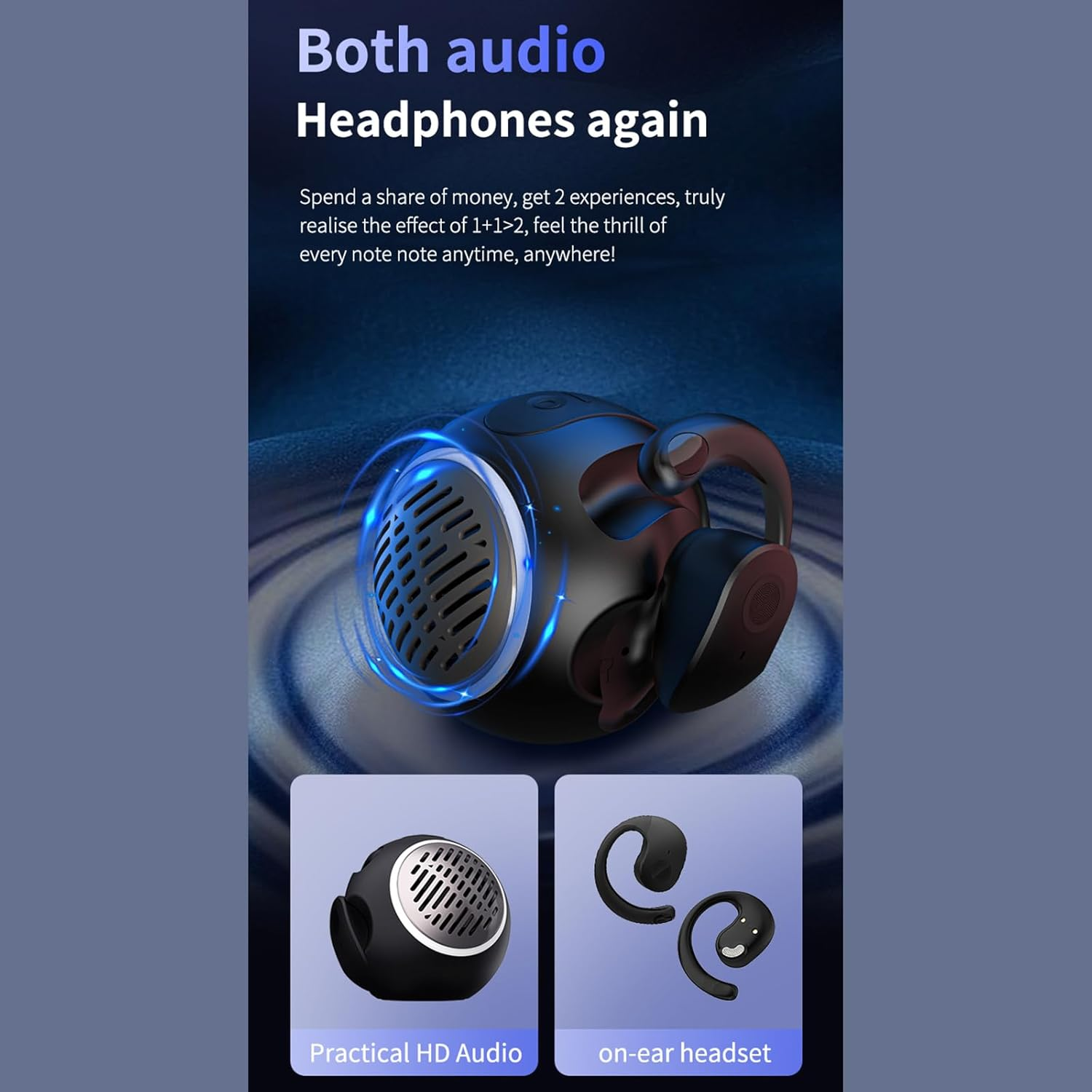 Bluetooth Headphones and Speaker Combo - Jm13 Pro 2-in-1 Wireless Earbuds with BT 5.4