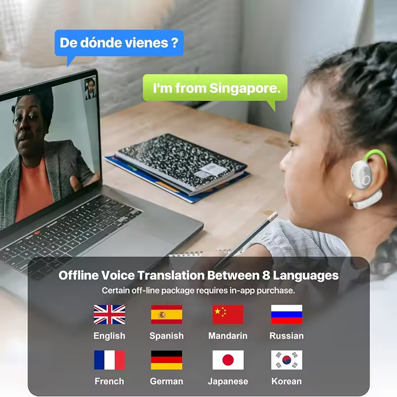 M80 AI Translator Earbuds - 144 Languages Real-Time Translation with 98% Accuracy