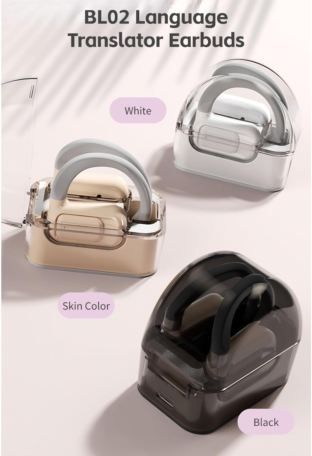 BL02 Language Translator Earbuds - 144 Languages Bluetooth 5.3 with Noise Cancelling