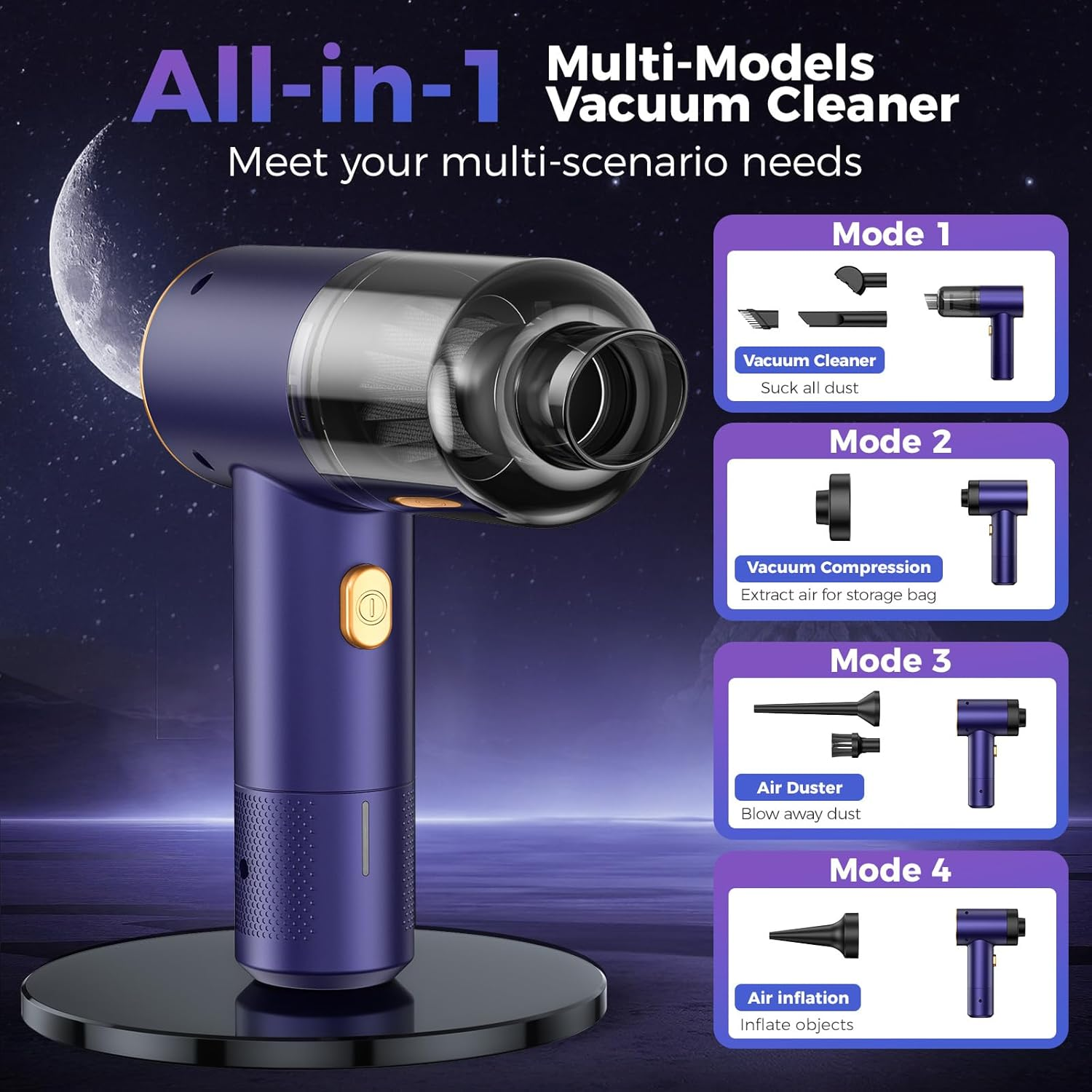 Cordless Handheld Vacuum - 7-in-1 Mini Vacuum, Air Duster & Blower