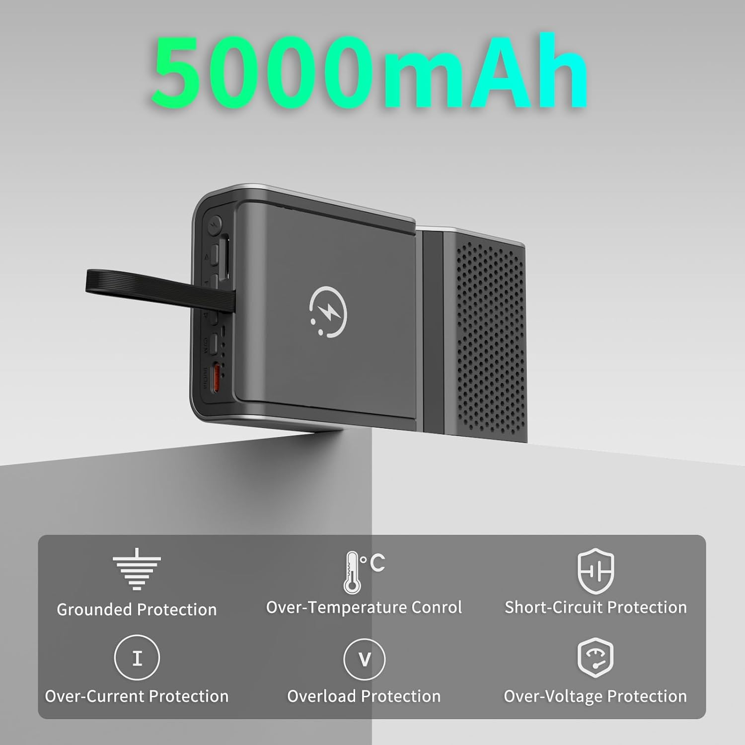 5000mAh Magnetic Power Bank with Speaker - Wireless Charger & Phone Stand