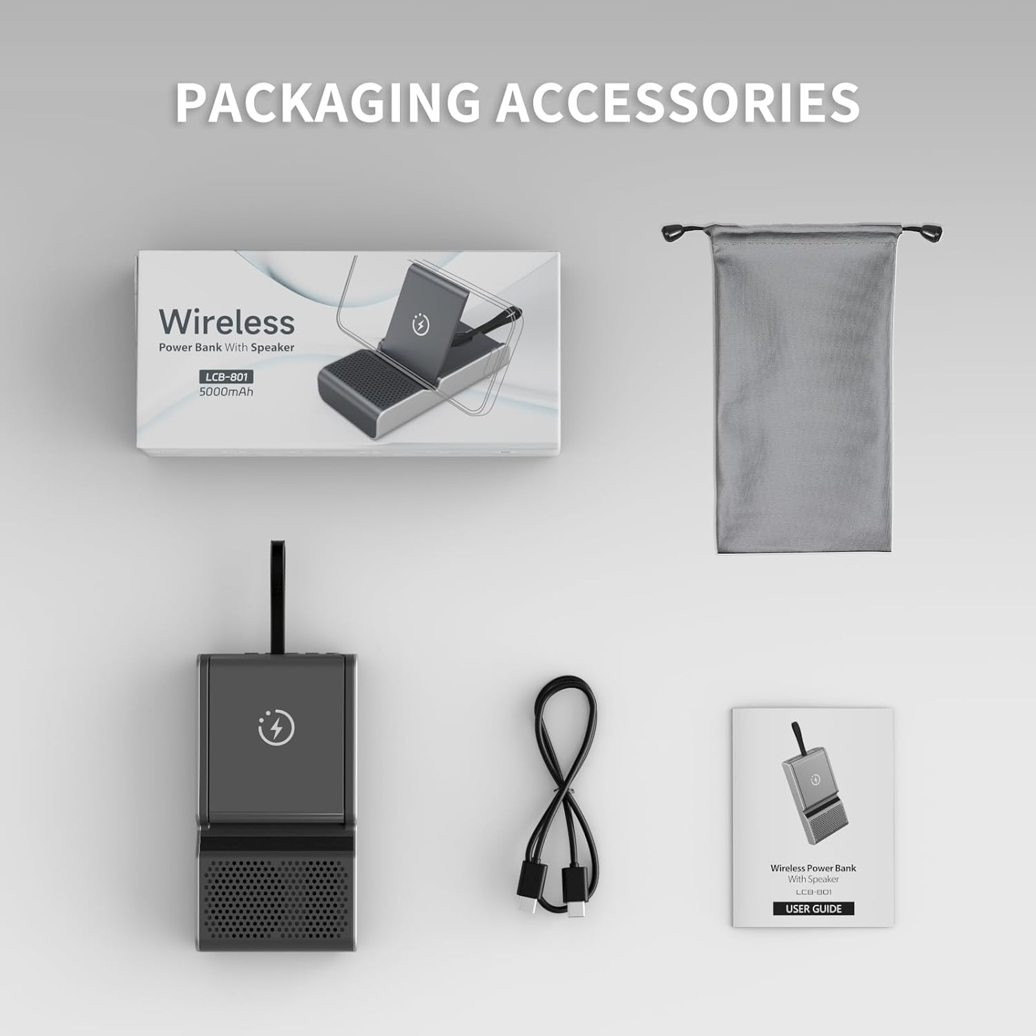 5000mAh Magnetic Power Bank with Speaker - Wireless Charger & Phone Stand