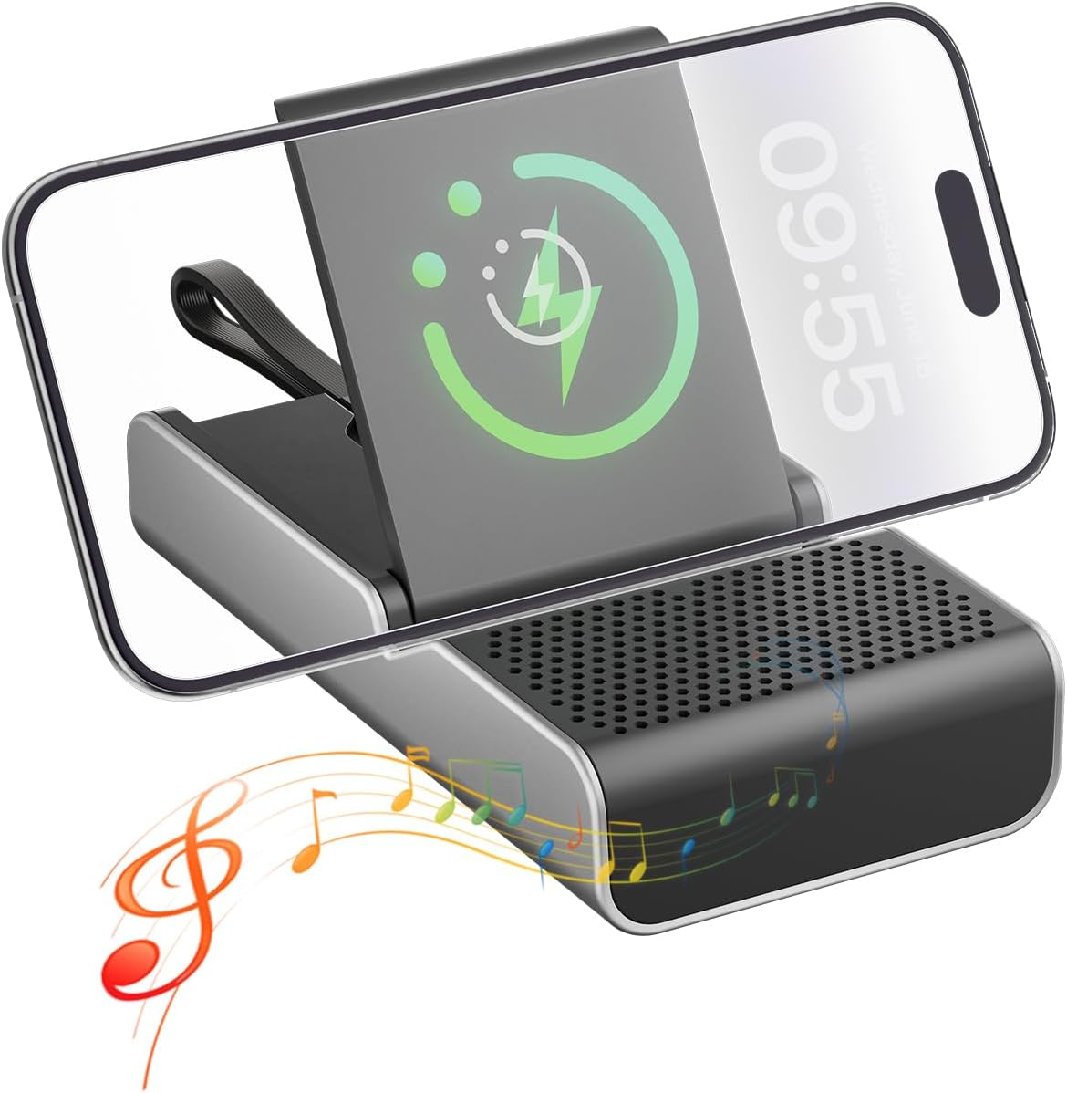 5000mAh Magnetic Power Bank with Speaker - Wireless Charger & Phone Stand