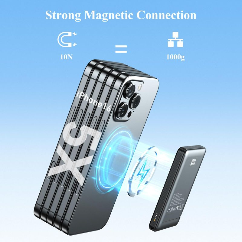 5000mAh Magnetic Power Bank with Foldable Stand - 20W USB-C & 15W Wireless Charging