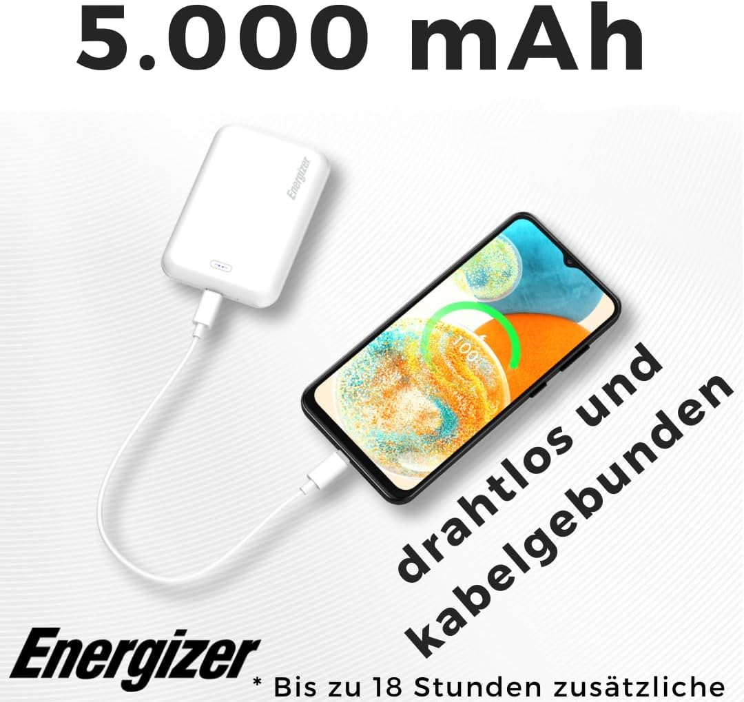 Energizer 5000mAh MagSafe Power Bank - 20W USB-C PD Wireless Charger for iPhone