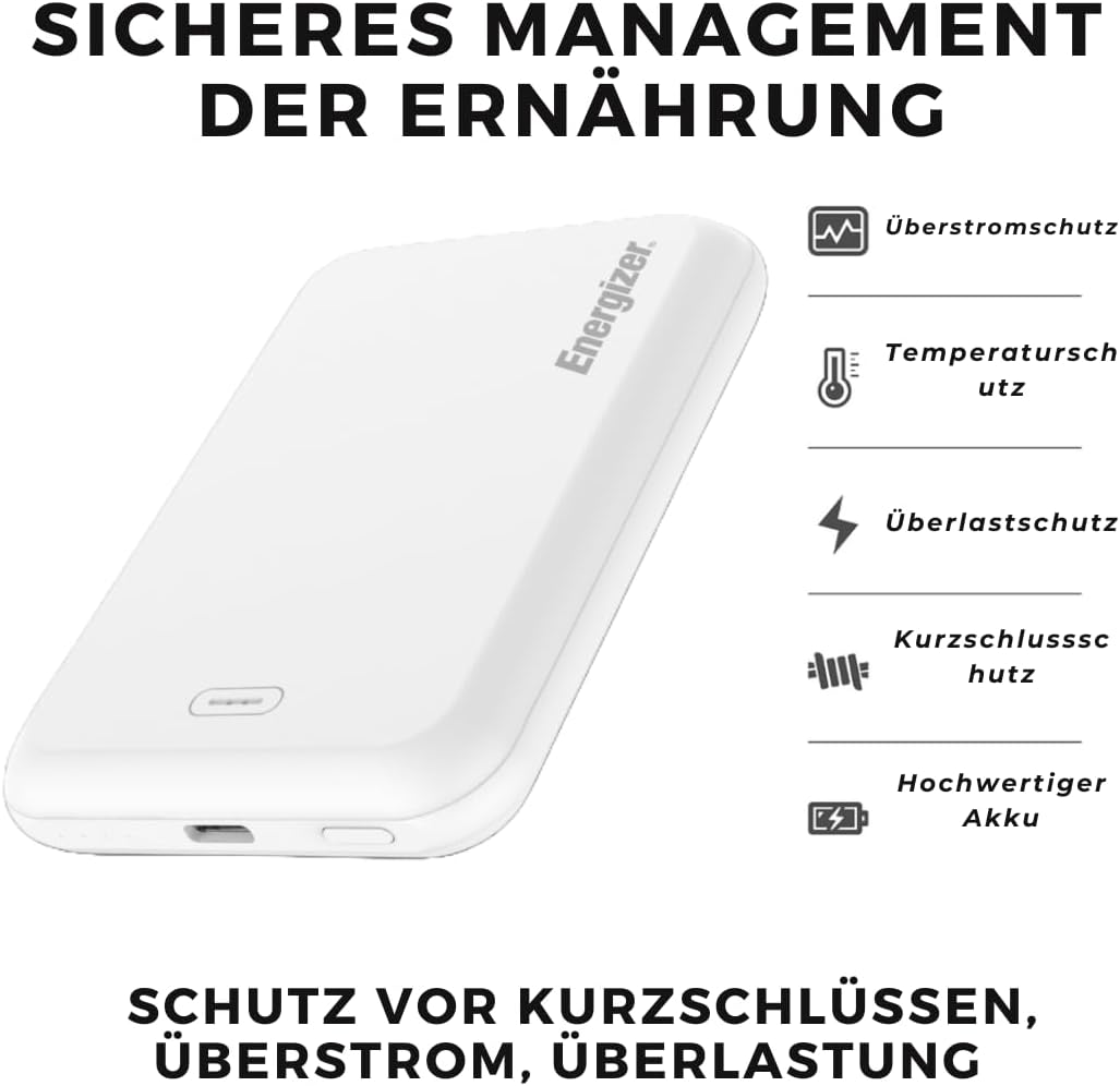Energizer 5000mAh MagSafe Power Bank - 20W USB-C PD Wireless Charger for iPhone
