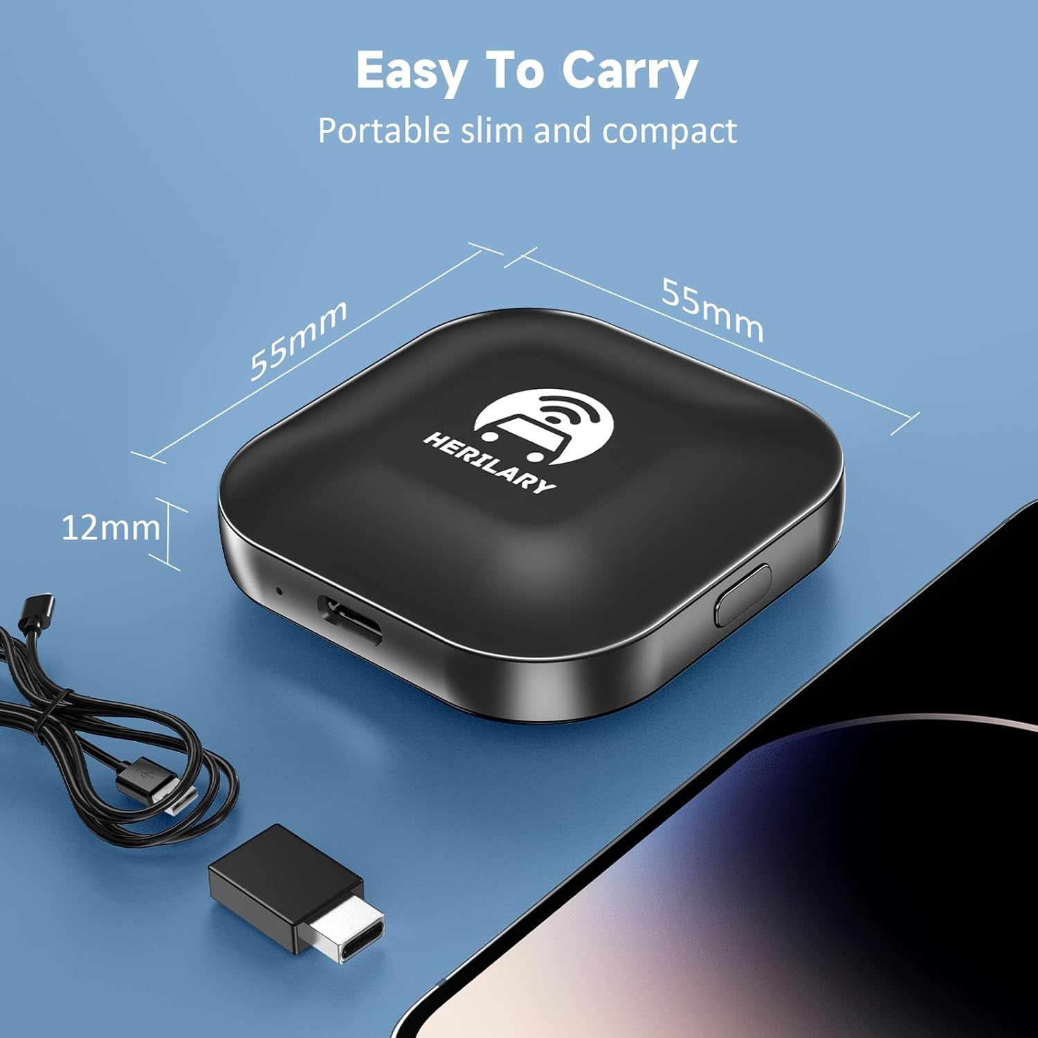 Herilay Wireless Apple CarPlay Adapter - Convert Wired to Wireless CarPlay | Plug & Play