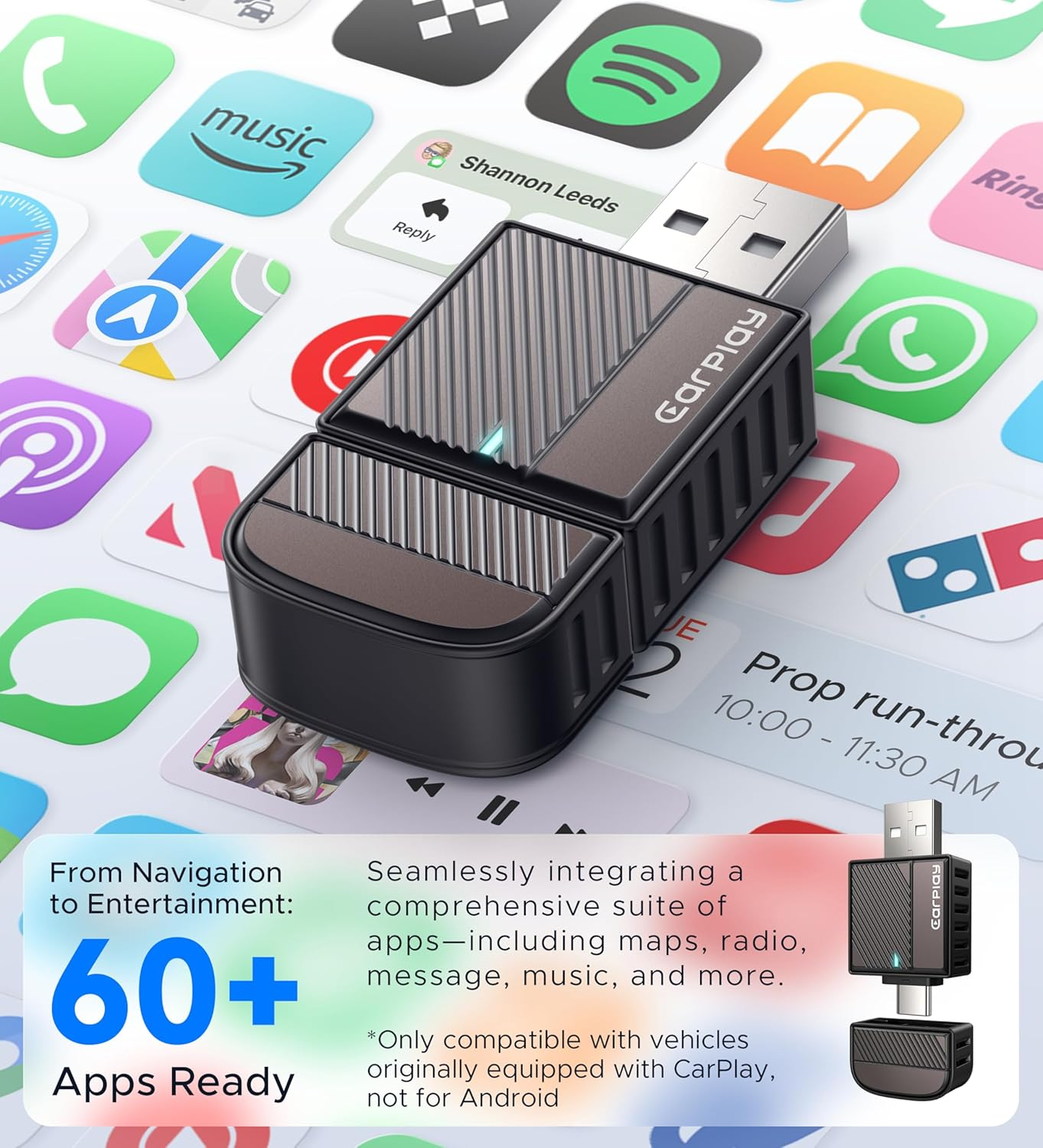 Apple Wireless CarPlay Adapter - Upgrade Wired to Wireless for iPhone 6+