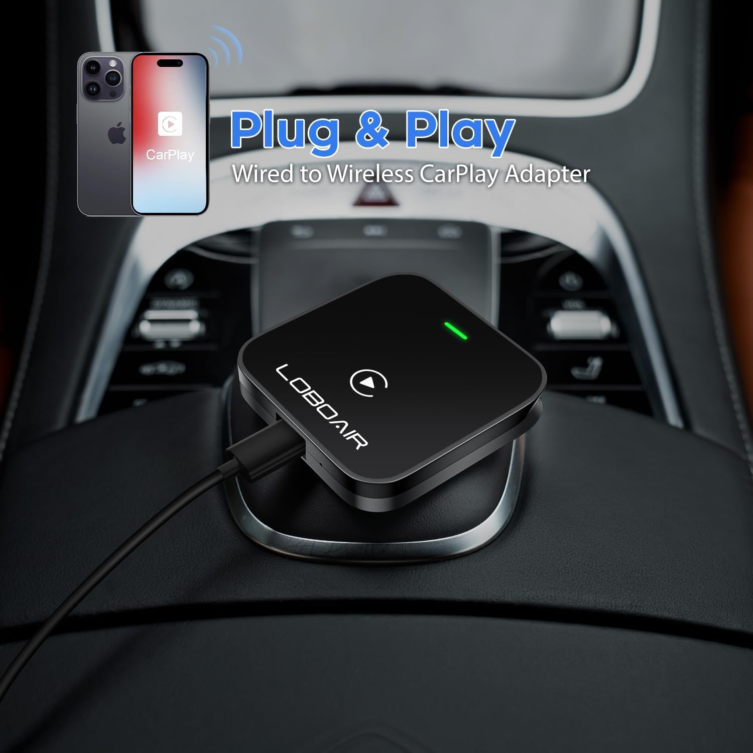 LoboAir PL8 Plus Apple Wireless Automatic CarPlay Adapter Converters Wired to Wireless