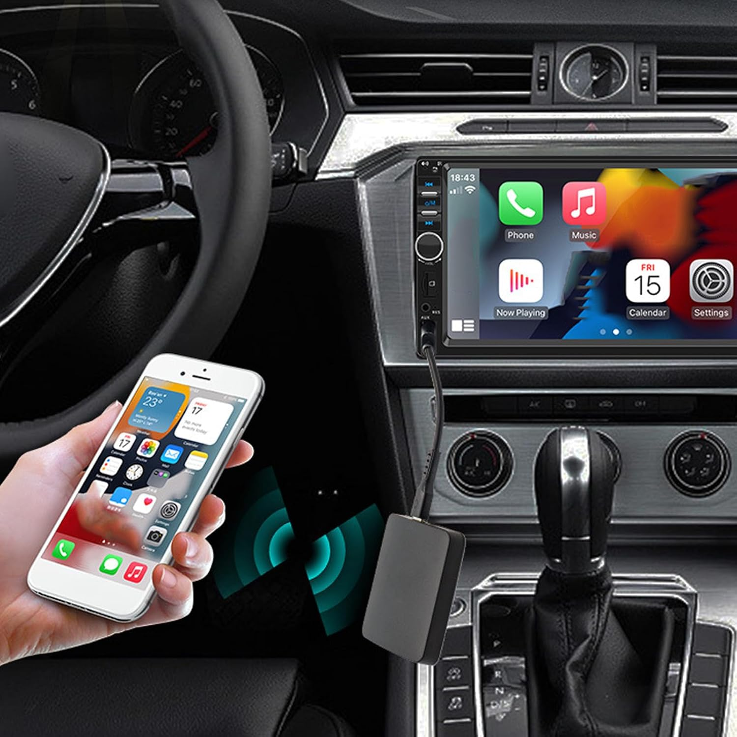 Wireless CarPlay Android Auto Adapter - 2-in-1 USB-C Plug & Play Dongle