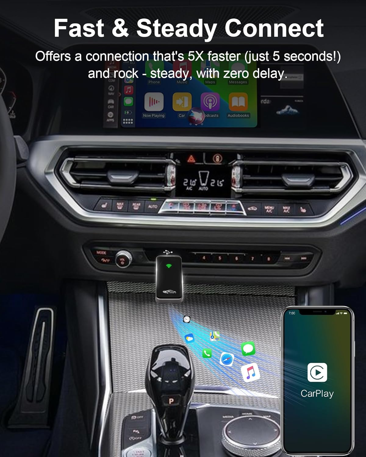 SANKESU 2025 Mini Wireless CarPlay Adapter
