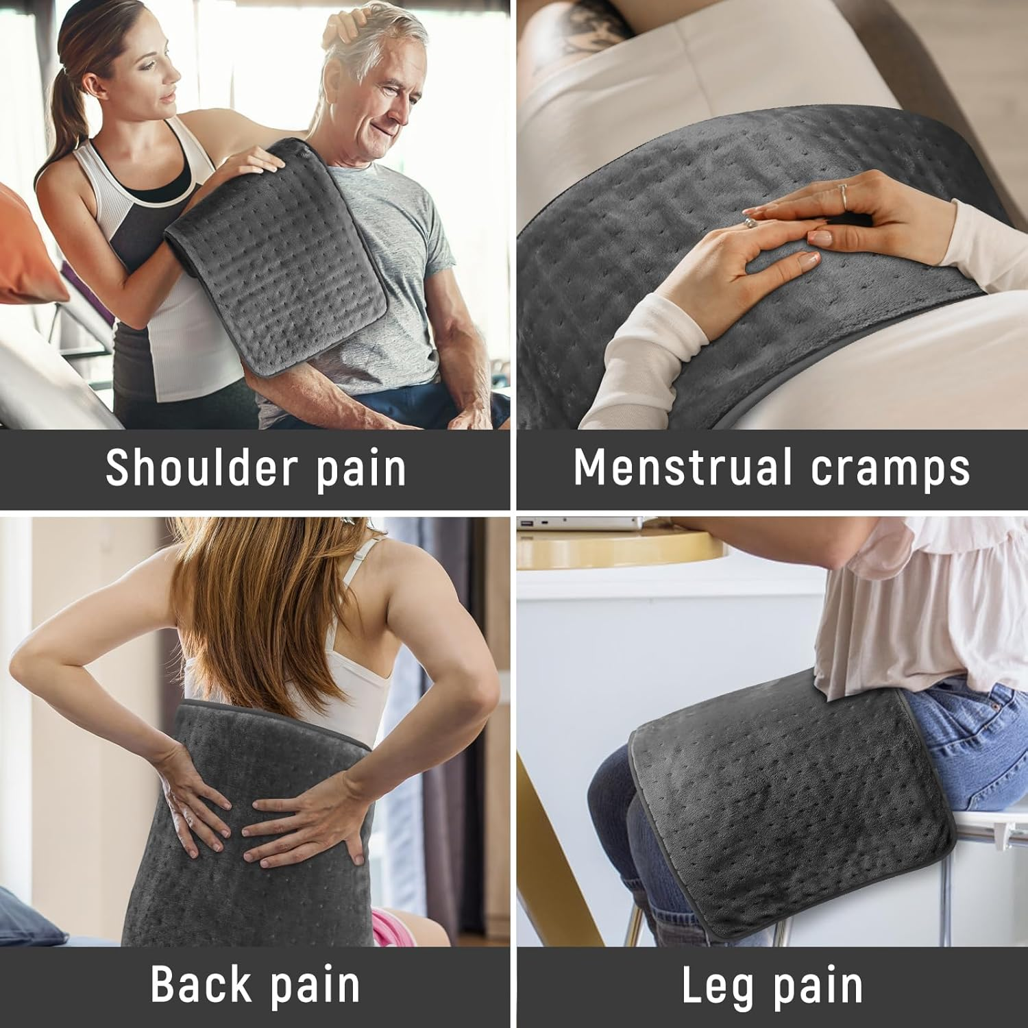 Heating Pad for Pain Relief - Electric Heat Therapy for Back, Neck & Muscle Pain