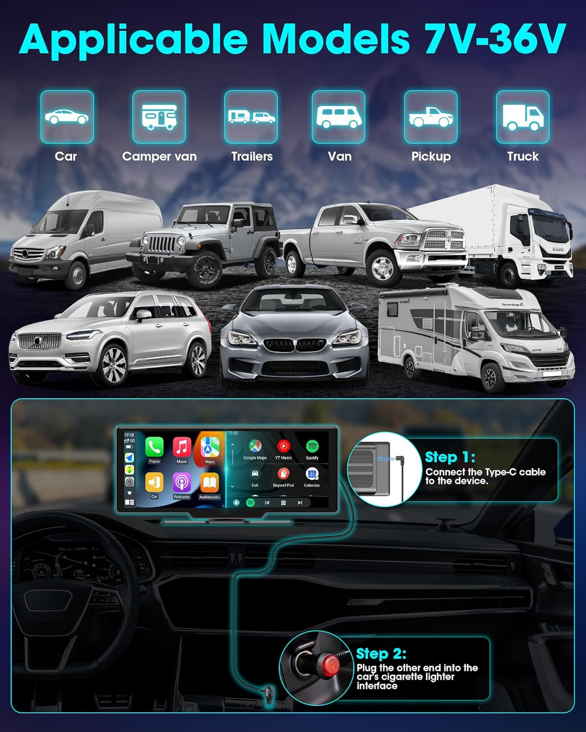 10.26" Wireless Car Stereo with Apple CarPlay & Android Auto - 1080P Backup Camera