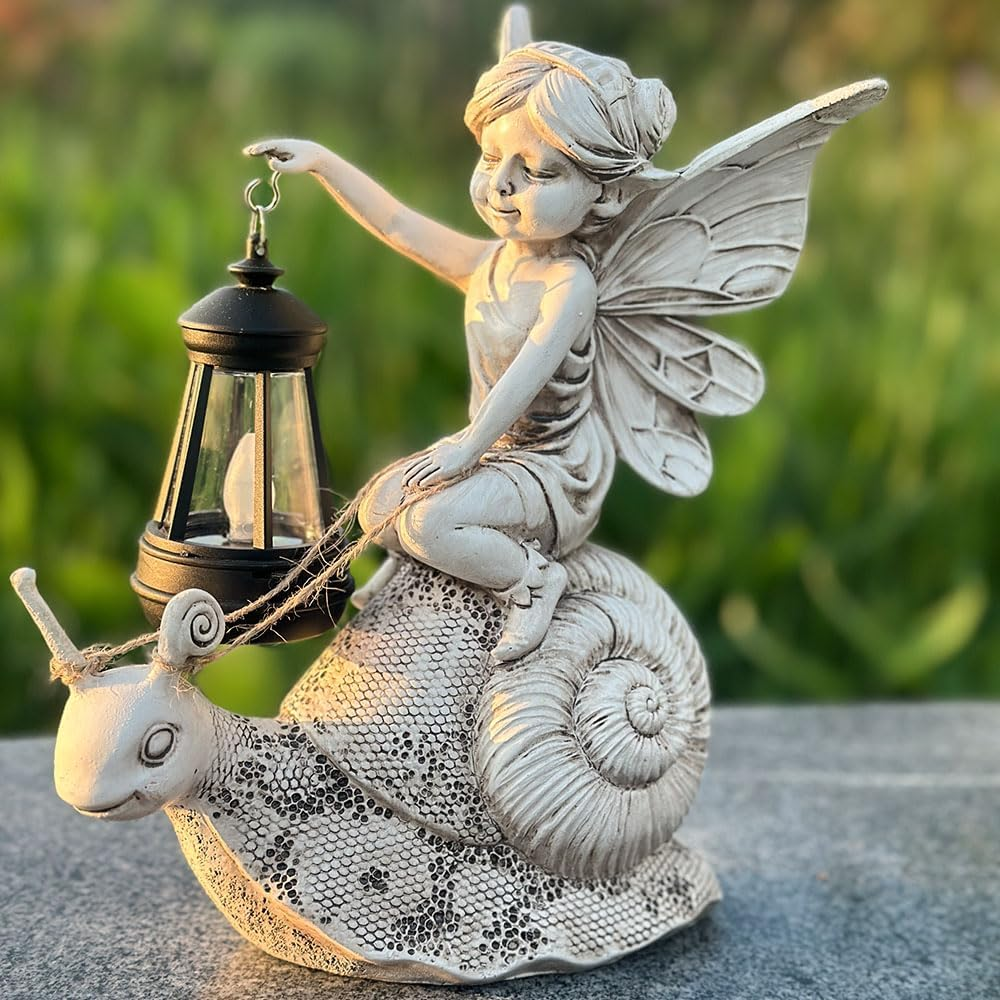 Solar Snail Statue Light - Garden Elf Sculpture with LED Lighting