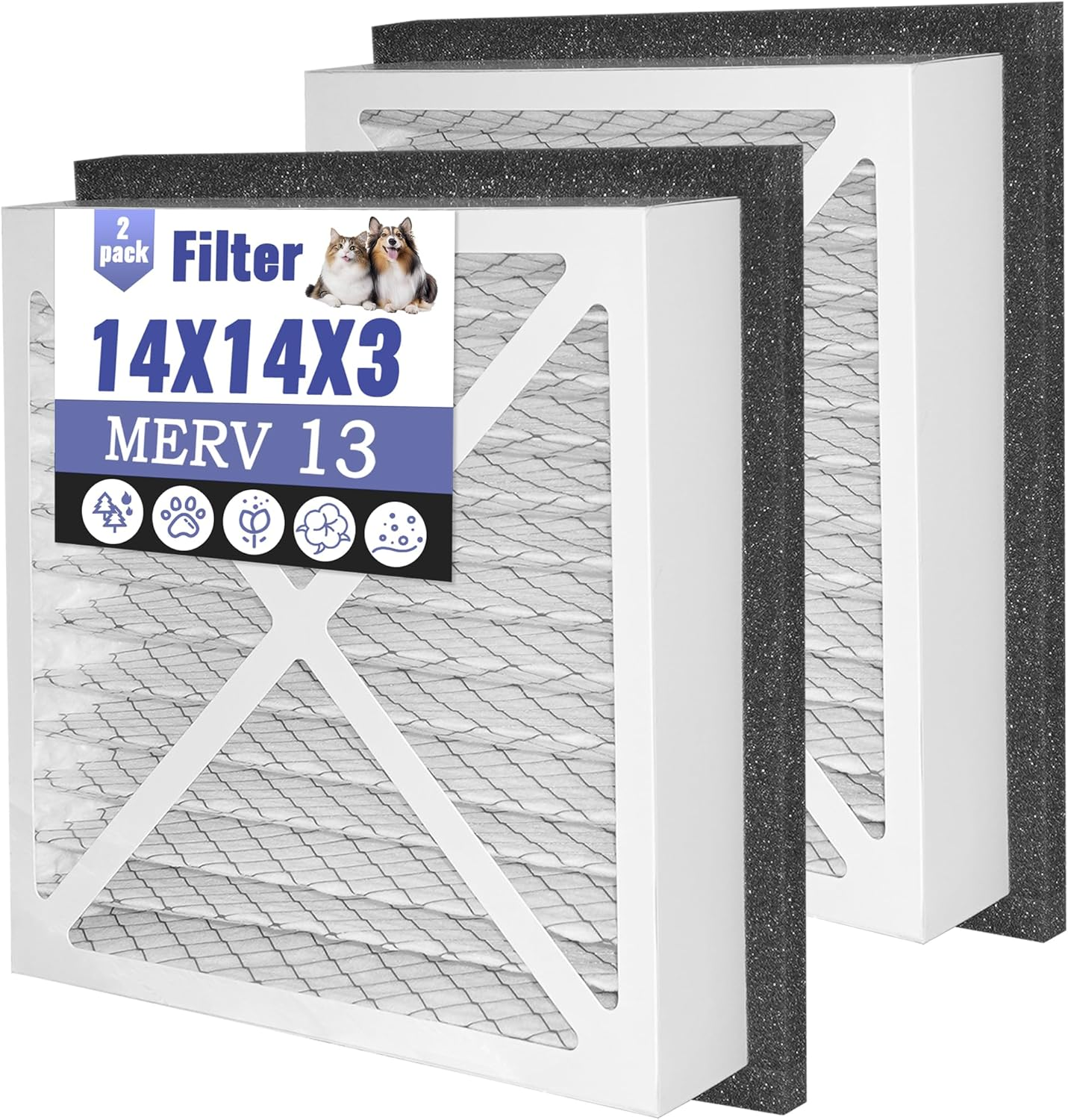 14x14x3 MERV13 Air Filter 2-Pack | Zephyr VGF Compatible Replacement