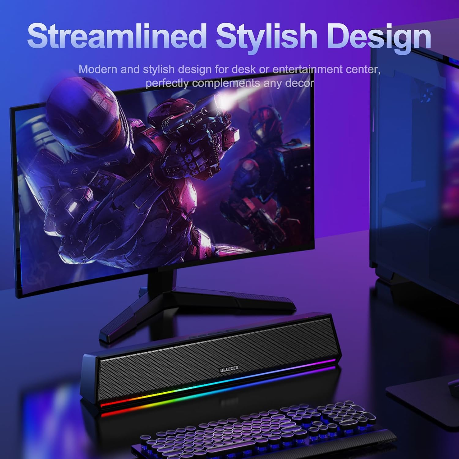 Bluedee Bluetooth 5.3 Computer Speakers with RGB Lighting - USB Powered