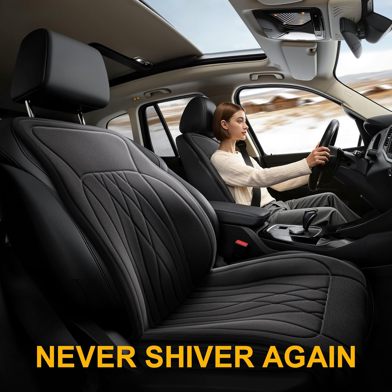 Heated Car Seat Cushion - Full Back & Bottom Support for Cars, Trucks, SUVs & Vans