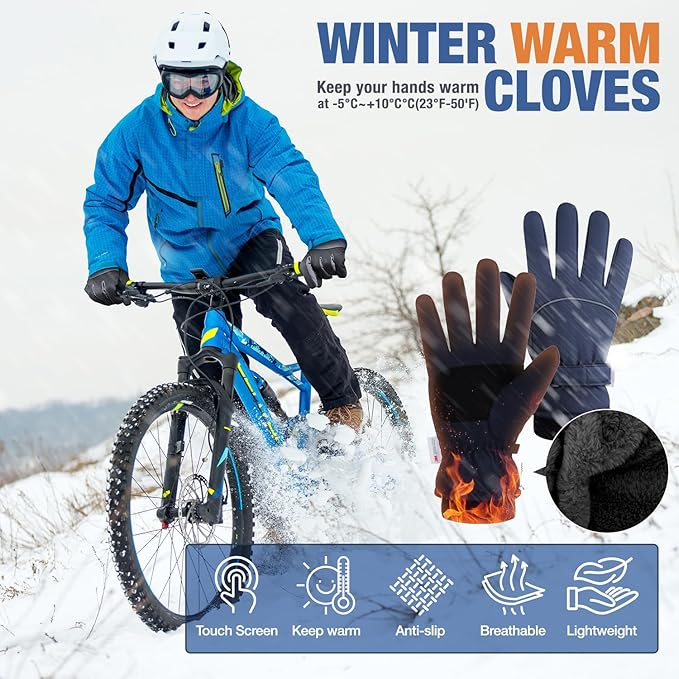 Winter Ski Gloves for Men and Women,Upgraded Windproof Cold Weather Thermal with Touchscreen Fingers