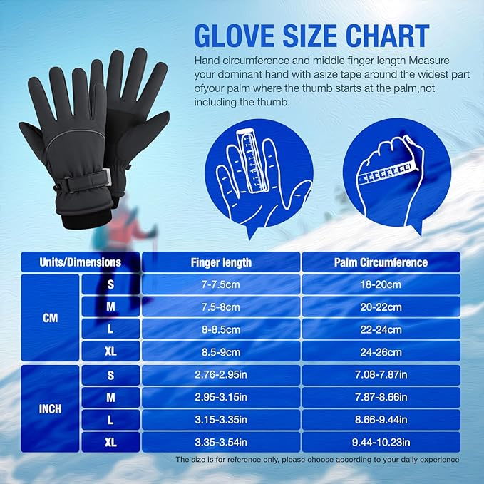 Winter Ski Gloves for Men and Women,Upgraded Windproof Cold Weather Thermal with Touchscreen Fingers