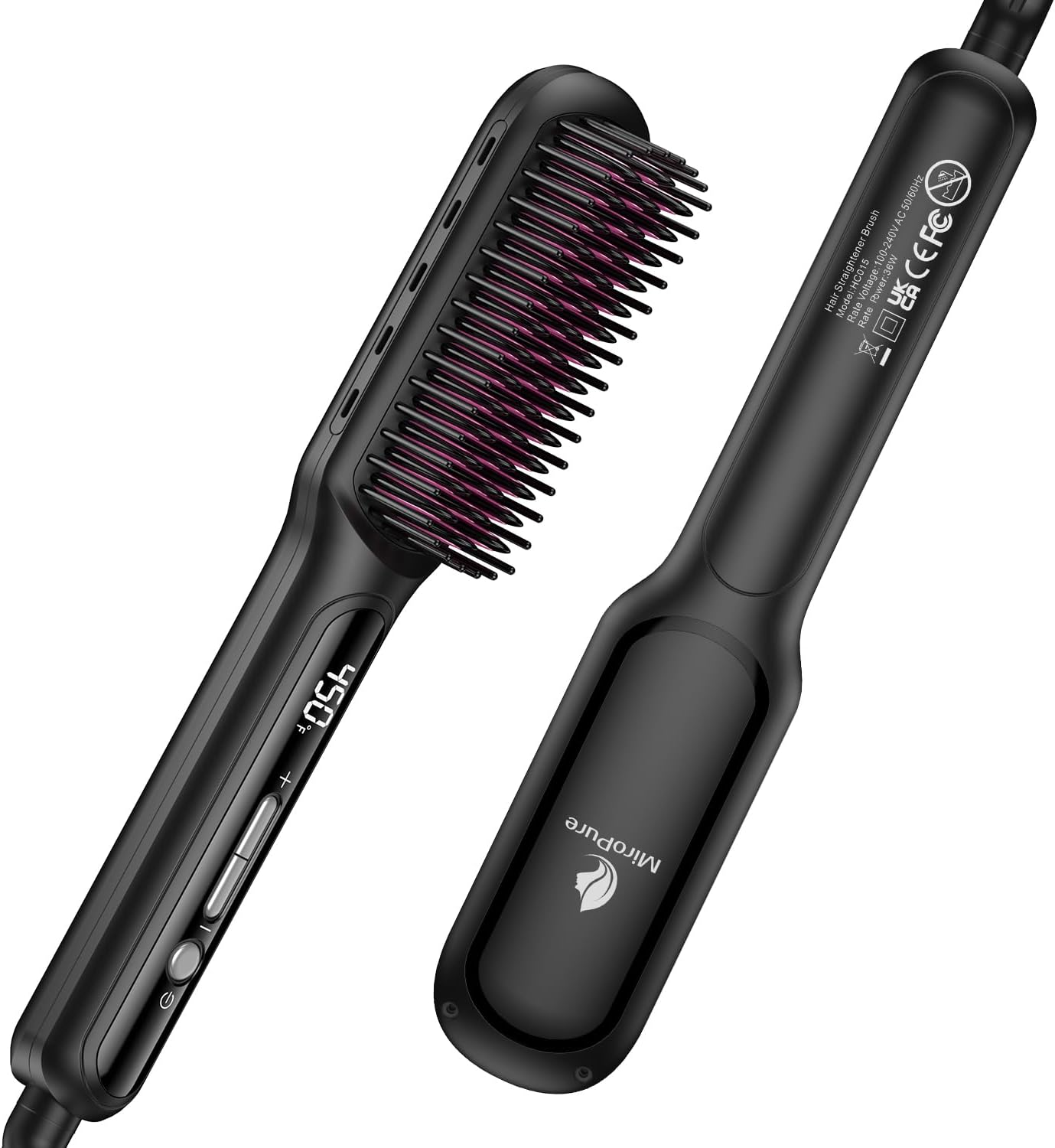MiroPure Hair Straightener Brush - Plasma Ceramic Technology with 16 Heat Settings
