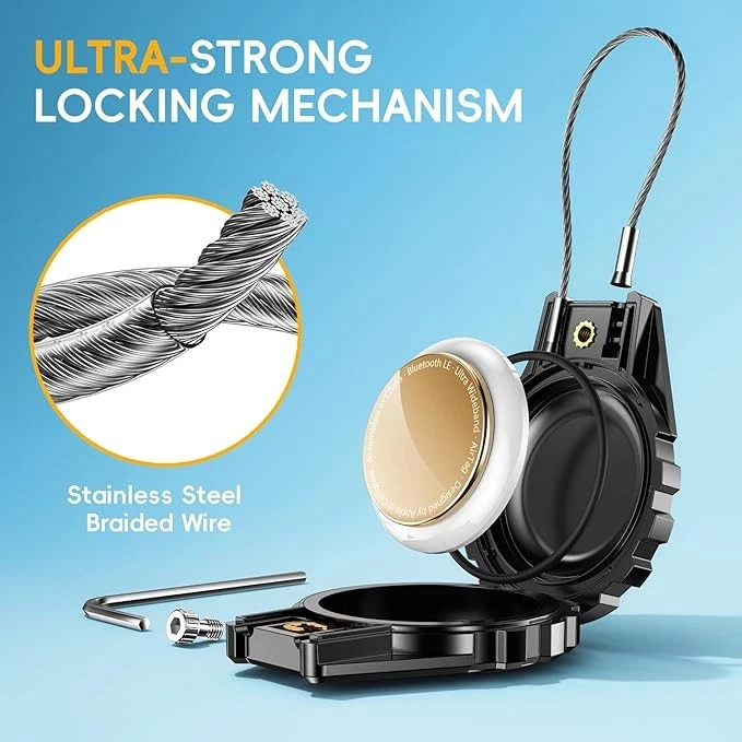 AirTag Holder Keychain 4 Pack - Waterproof Lock Case with Wire Cable