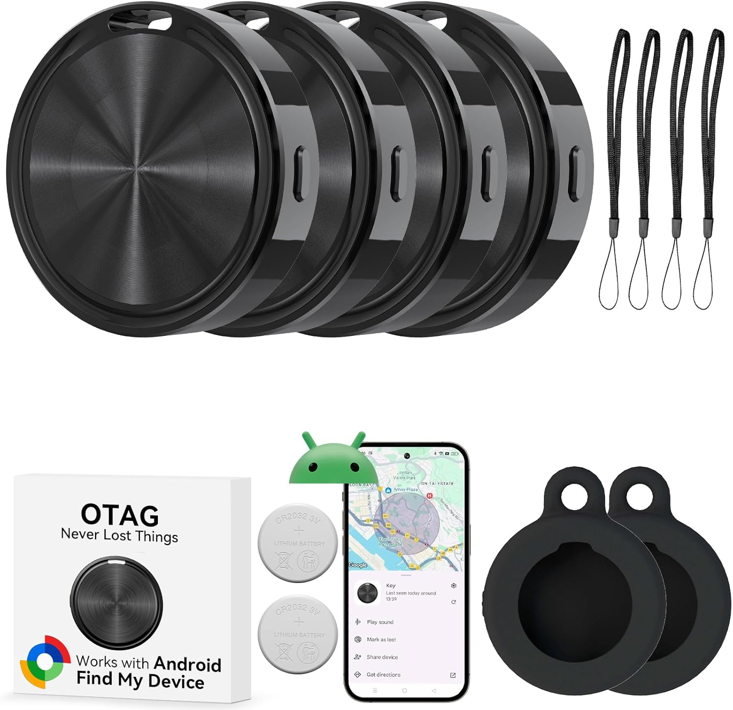 4-pack Bluetooth tracker offers seamless compatibility with Android devices,