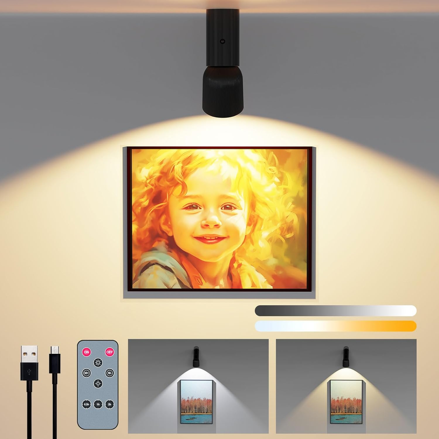 LED Wireless Picture Light - 6000mAh Battery, Remote Control & Dimmer
