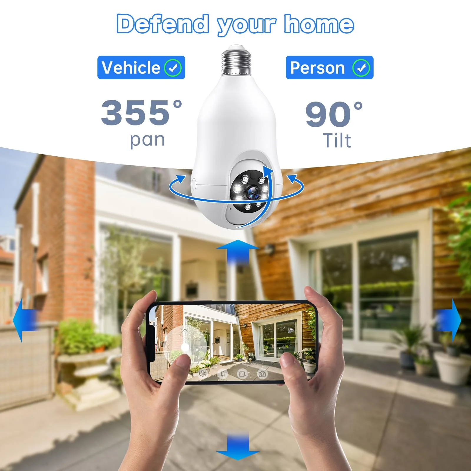 GBIUT Light Bulb Security Camera - 2K 360° WiFi Camera with Color Night