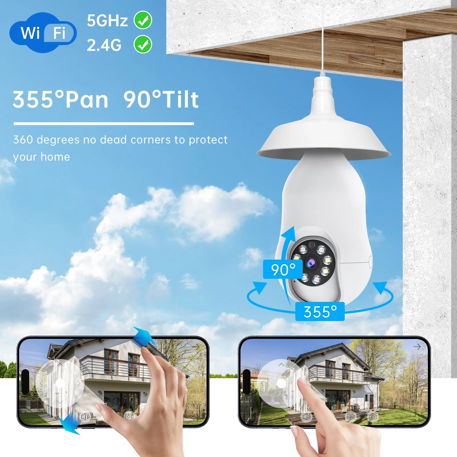 GBIUT Light Bulb Security Camera - 2K 360° WiFi Camera with Color Night