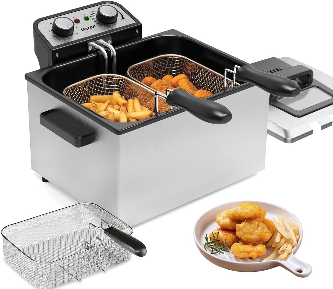 Vexon 1800W electric deep fryer offers a robust 5-liter capacity