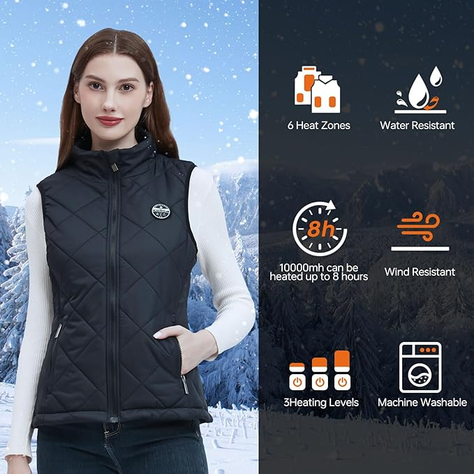 JYK Women's Heated Vest - 3 Levels, 6 Zones | Stay Warm
