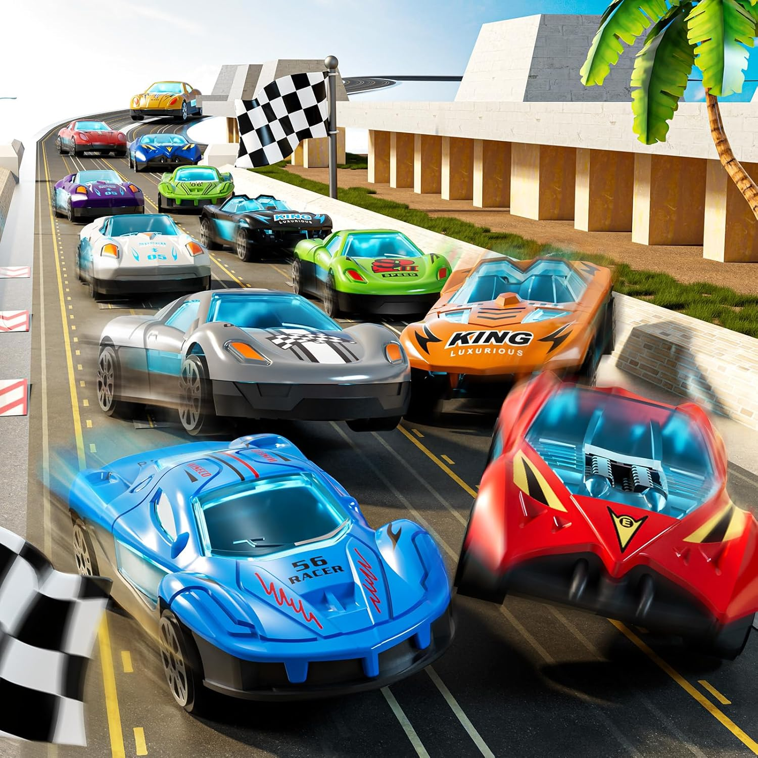 3-in-1 Kid Carrier Truck Toy with 12 Racing Cars & Foldable Track