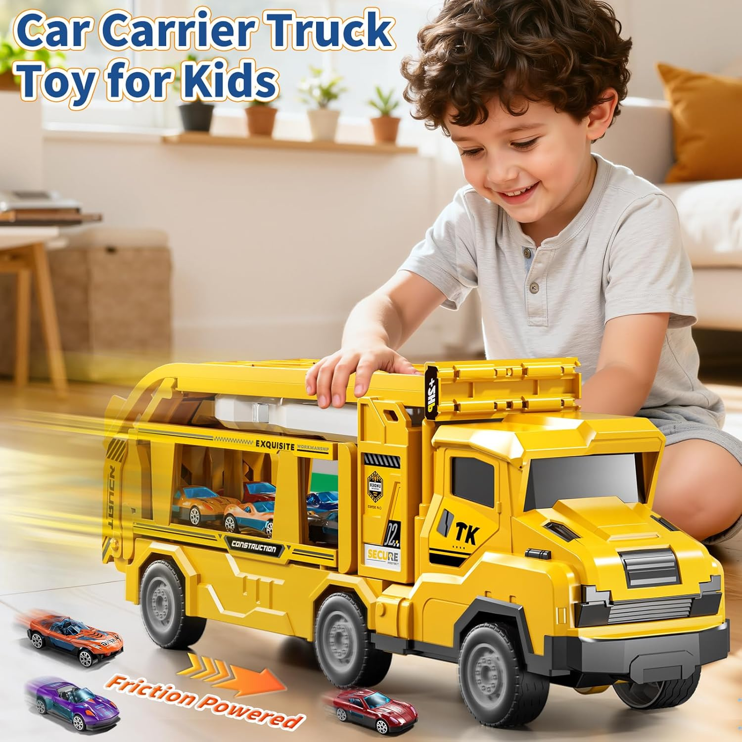 3-in-1 Kid Carrier Truck Toy with 12 Racing Cars & Foldable Track