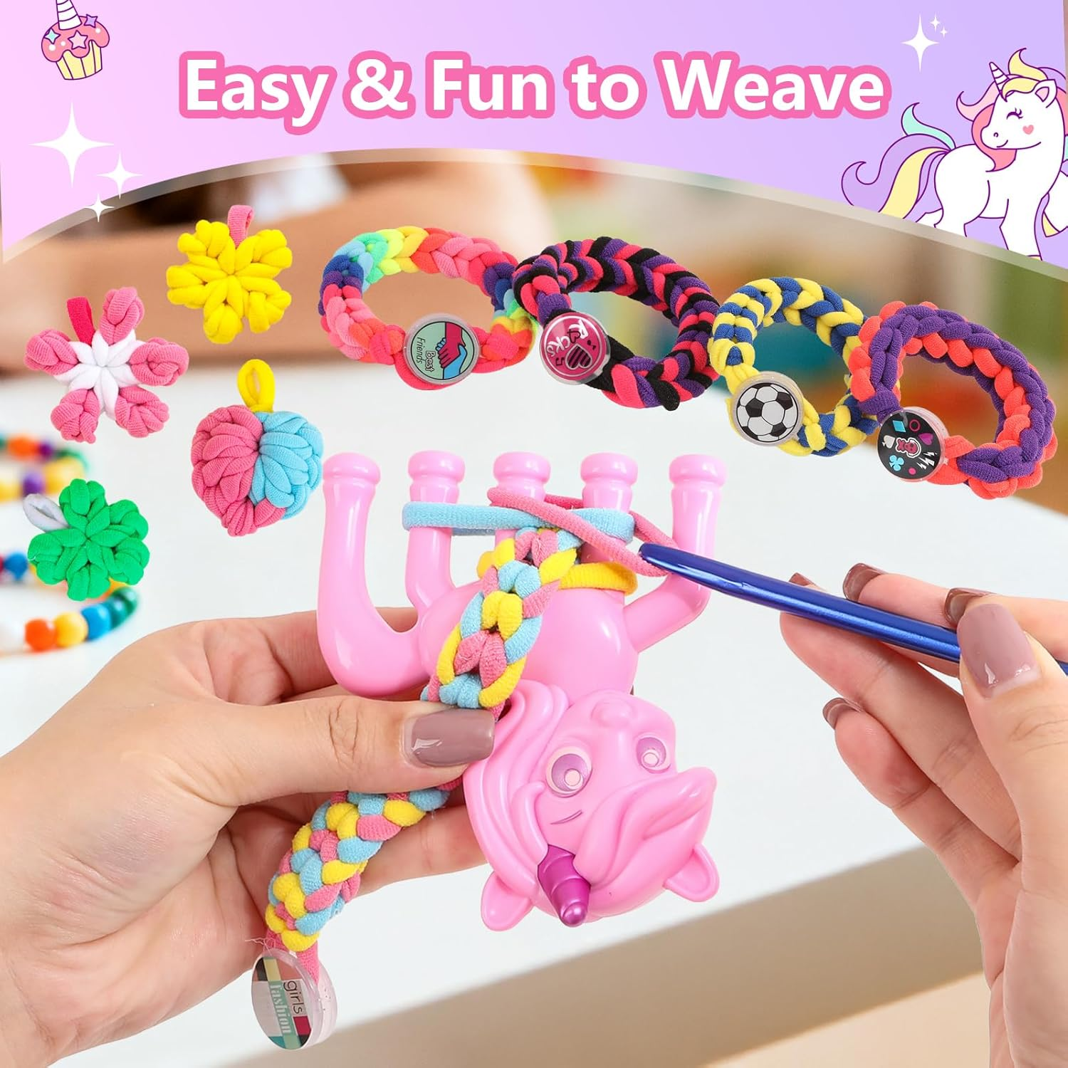 Bracelet Making Kit for Girls Ages 8-12 - 1200 Rubber Bands & Weaving Loom