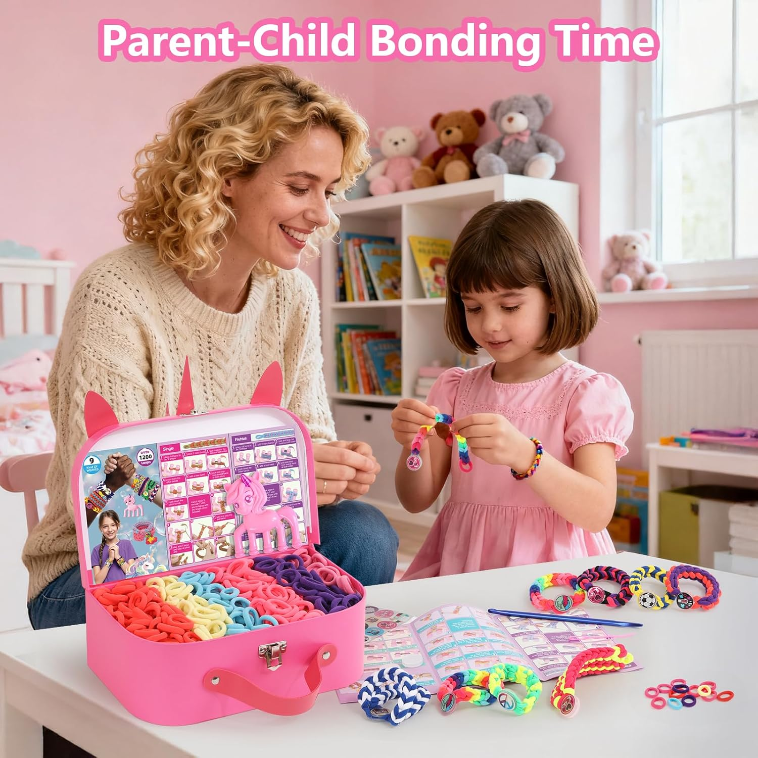Bracelet Making Kit for Girls Ages 8-12 - 1200 Rubber Bands & Weaving Loom