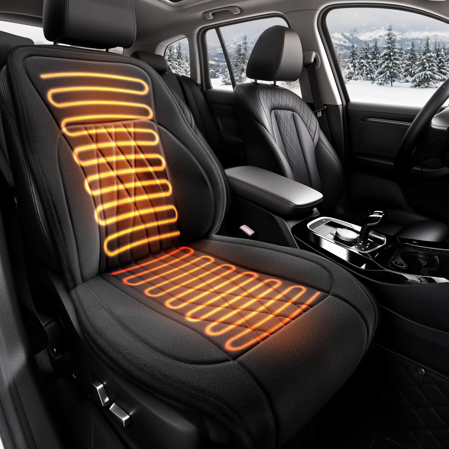 Heated Car Seat Cushion - Full Back & Bottom Support for Cars, Trucks, SUVs & Vans