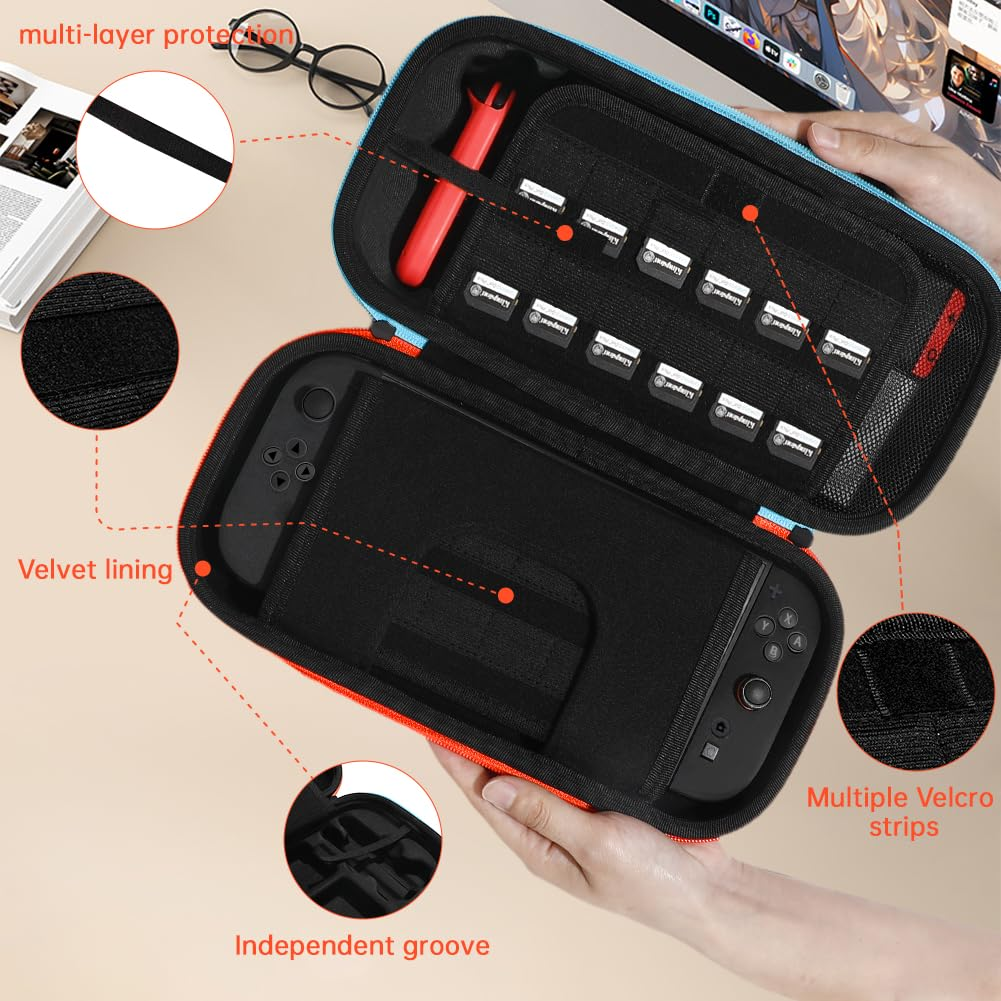 Nintendo Switch 2 Carrying Case - Waterproof Hard Shell with 24 Game Slots & Stand