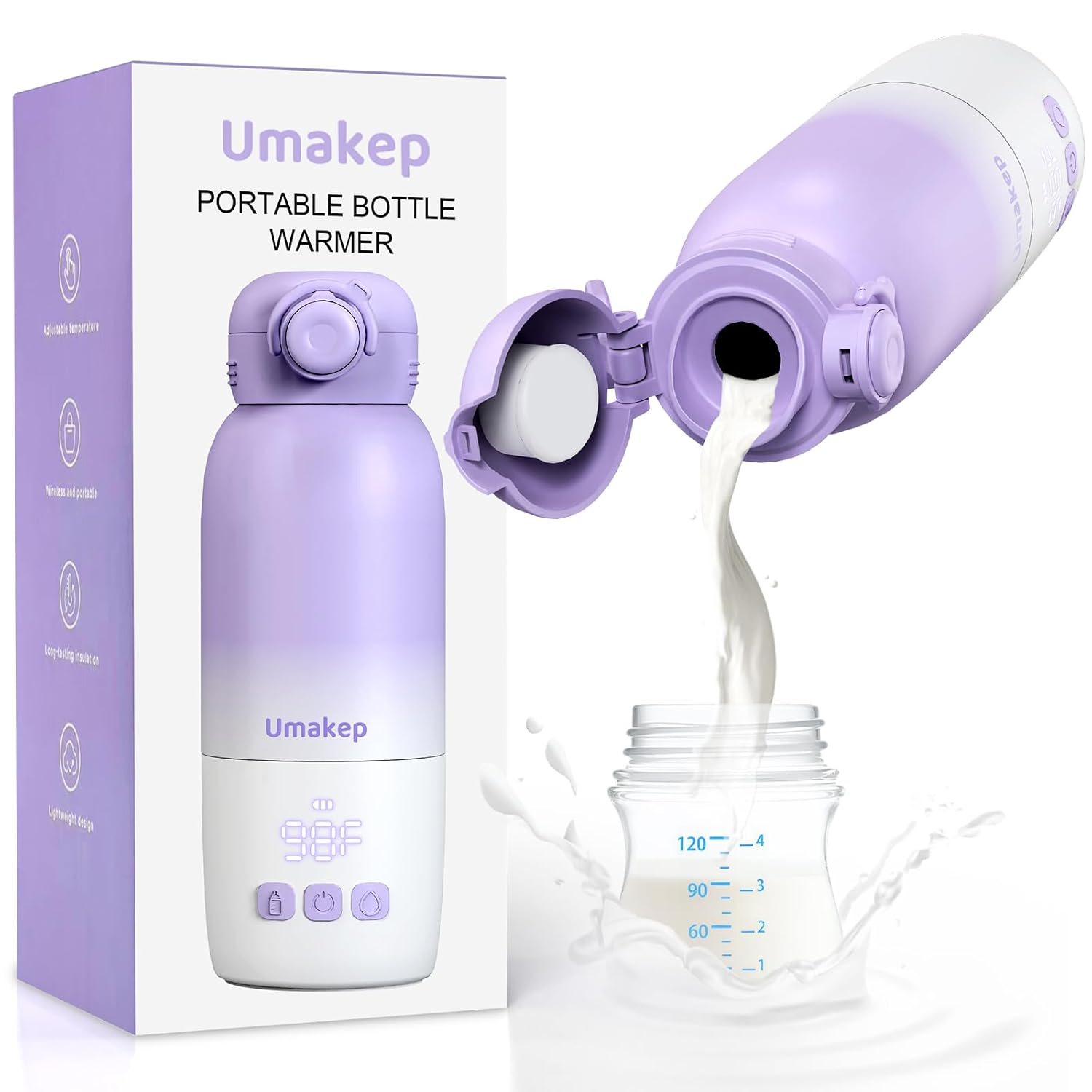 Portable Bottle Warmer for Travel - 12oz Dual Mode Fast Heating for Breast Milk & Water