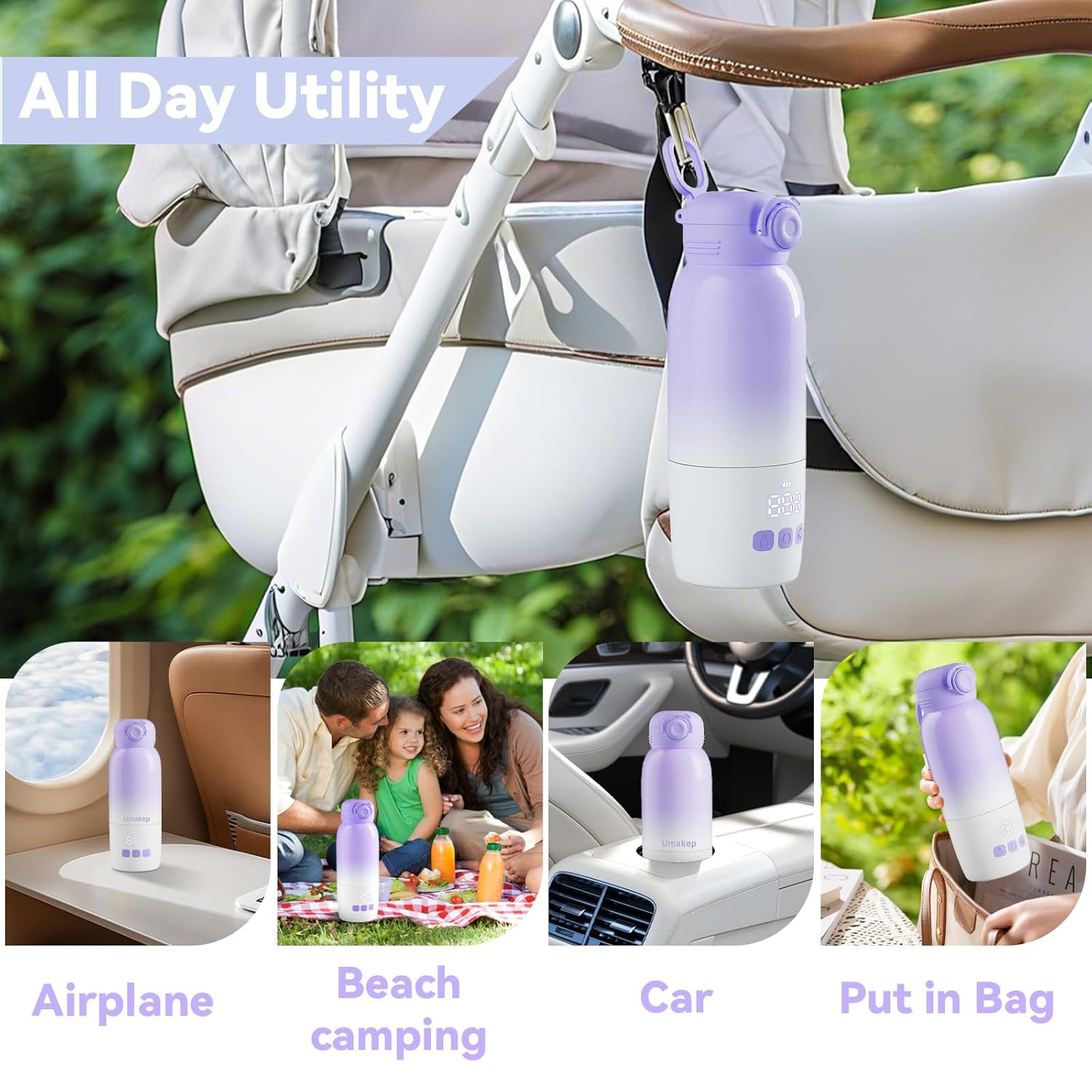 Portable Bottle Warmer for Travel - 12oz Dual Mode Fast Heating for Breast Milk & Water